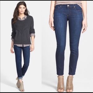 PAIGE SKYLINE DARK WASH BLUE DENIN JEANS